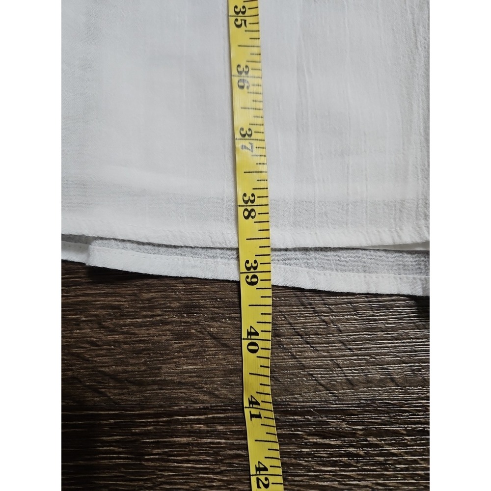 Talbots White Cotton Gauze Square Neck Embroidered Belted‎ Dress Size 4 - Picture 9 of 12